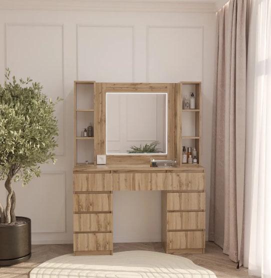 Туалетный столик New and Classic с LED подсветкой ДСП 18 мм 1600x1200x400 мм Дуб Тахо - фото 1 Туалетный столик New and Classic с LED подсветкой ДСП 18 мм 1600x1200x400 мм Дуб Тахо - фото 1