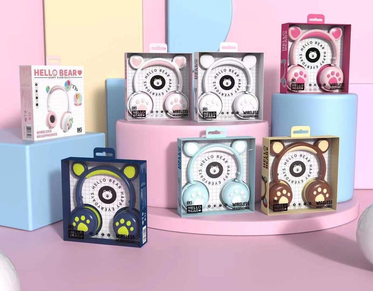 Наушники беспроводные детские ВК-5 с микрофоном с ушками LED Синий (26389236) - фото 9