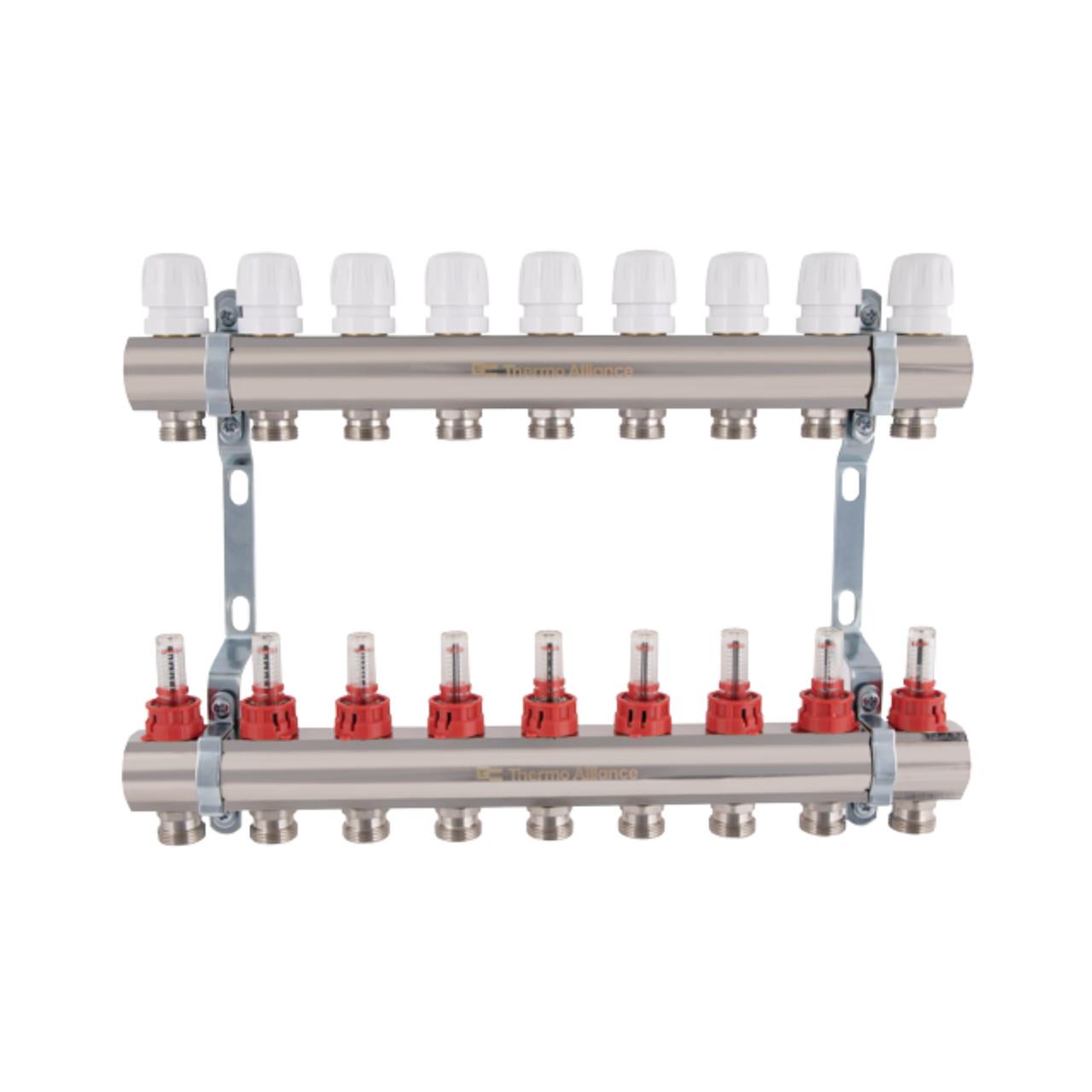Коллектор для отопления с расходомерами Thermo Alliance Standart 1" 9 выходов (SD235W9)