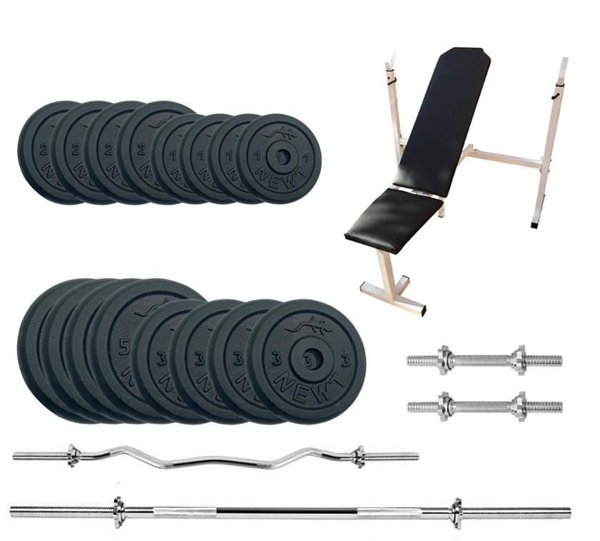 Скамейка для жима Newt Gym Set-SKH Home + штанга/гантели 60 кг (3414)