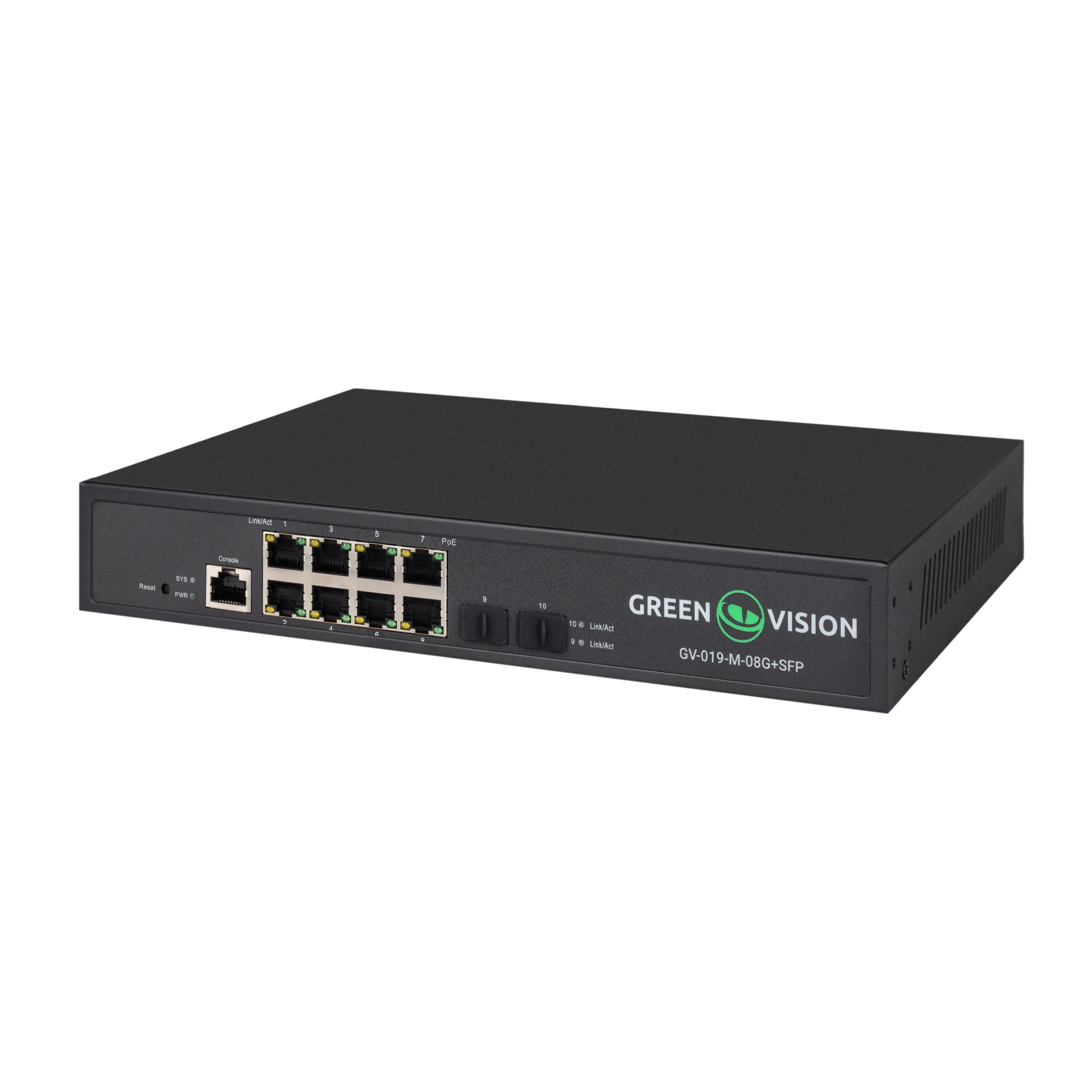 Комутатор мережевий GreenVision POE GV-019-M-08G+SFP (26453711)