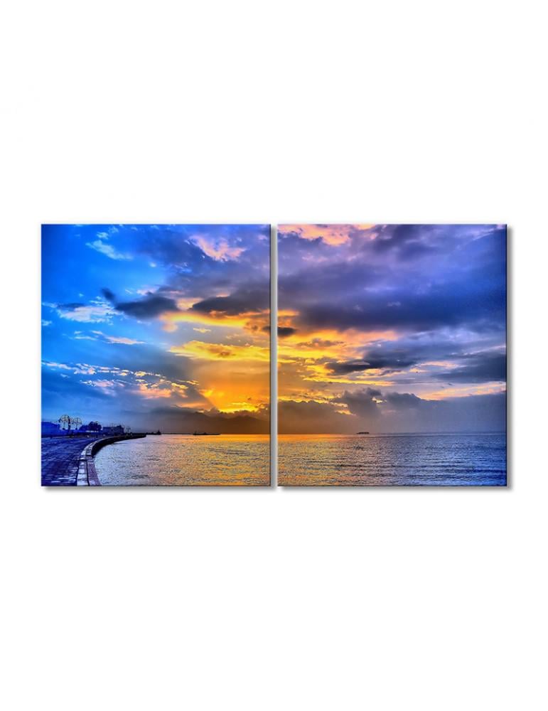 Картина модульная Пейзаж желтый закат 2 модуля 60x90 см