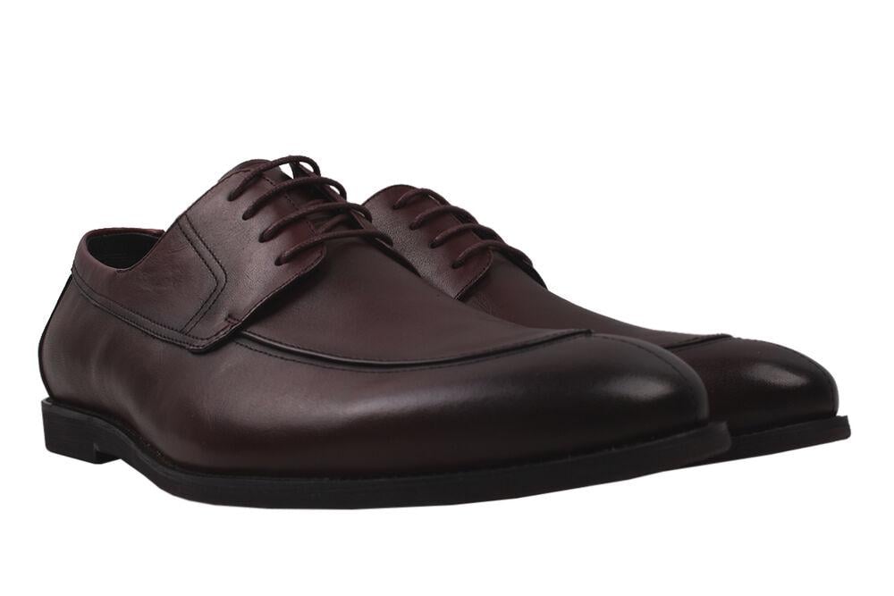 Туфли класика мужские Clemento из кожи р. 42 Бордовый (12-20DT)