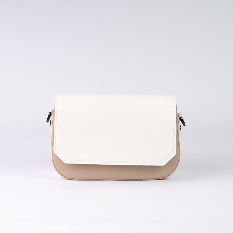 Сумка женская кросс-боди XENIA № 11-22 из глаткой экокожи Бежевый/Белый - фото 1 Сумка женская кросс-боди XENIA № 11-22 из глаткой экокожи Бежевый/Белый - фото 1