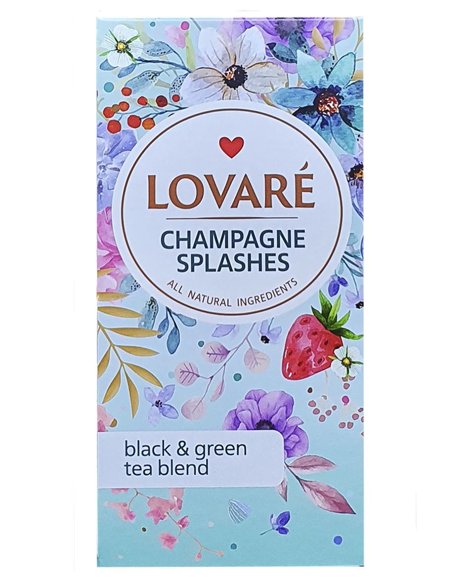 Чай черный Lovare Брызги шампанского с зеленым с ароматом земляники в пакетиках 24 пакетика 1,5 г (52169) - фото 2 Чай черный Lovare Брызги шампанского с зеленым с ароматом земляники в пакетиках 24 пакетика 1,5 г (52169) - фото 2