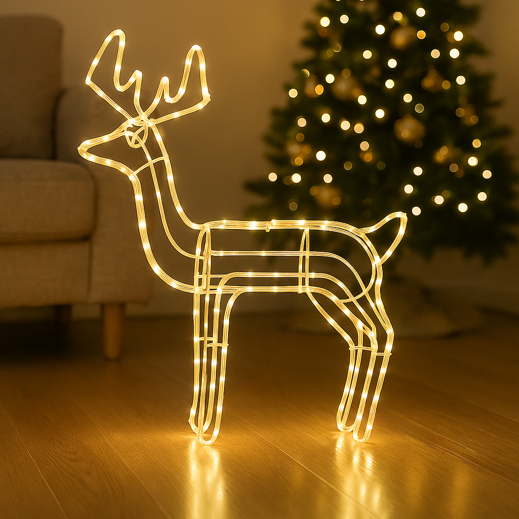 Фигура светодиодная декоративная Новогодний олень 90 см 9 м 220 В Желтый (30271956)