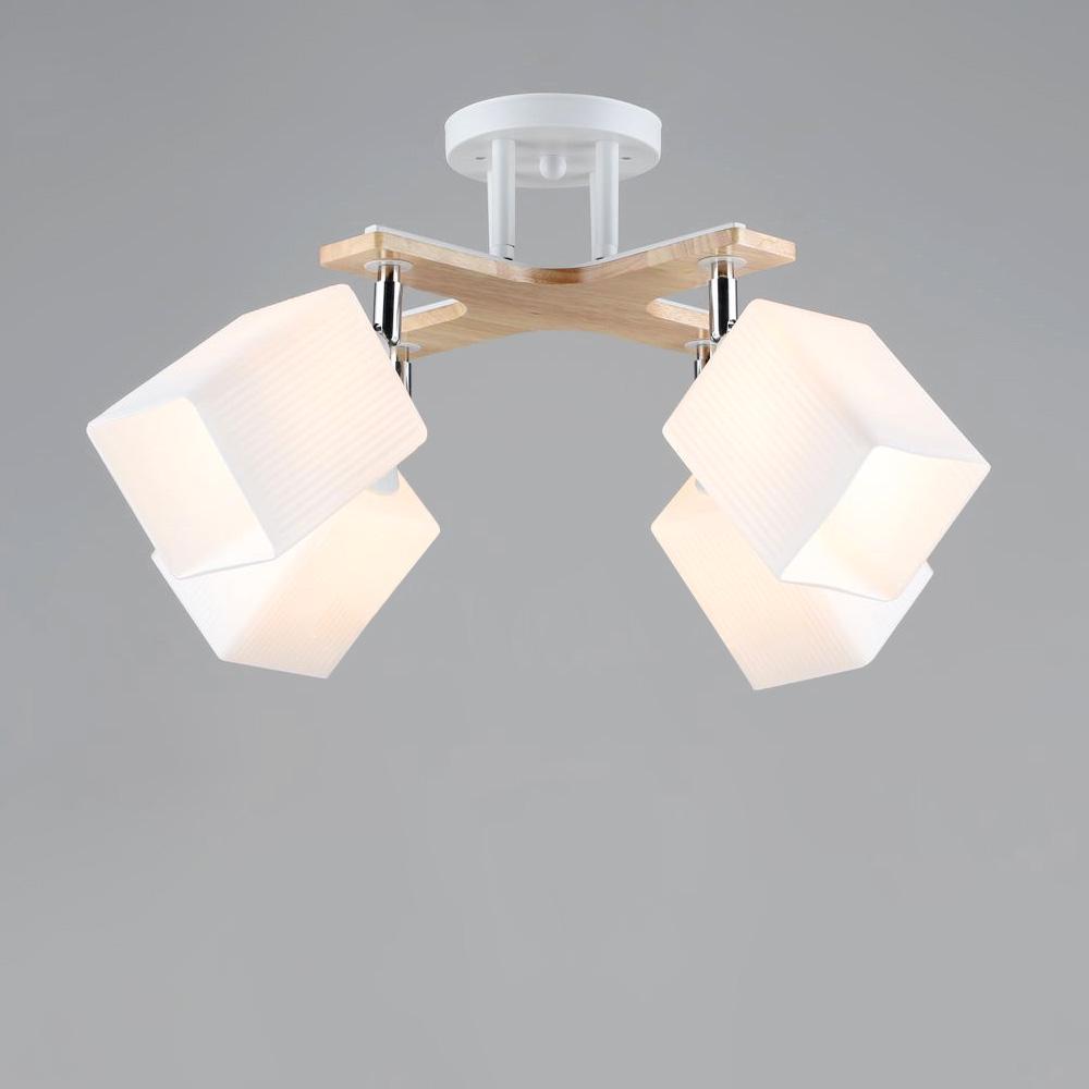 Люстра потолочная Light House SR-19205/4 WT/Wood E27 560х270 мм Белый/Дерево