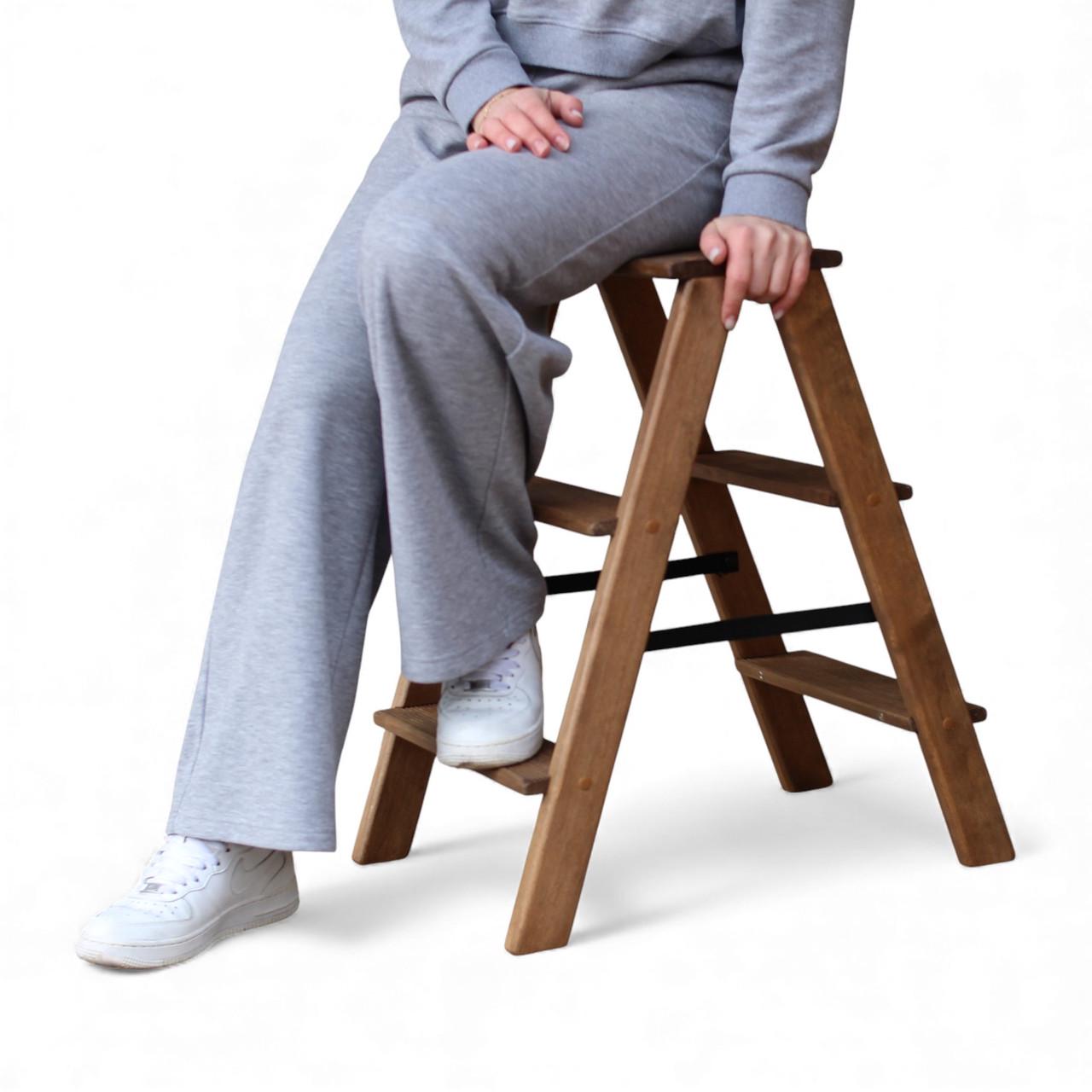 Табурет-лестница деревянный Студія Дерева Вільха Вестерн бытовой двусторонний 3 ступеньки Палисандр (31002896) - фото 3 Табурет-лестница деревянный Студія Дерева Вільха Вестерн бытовой двусторонний 3 ступеньки Палисандр (31002896) - фото 3