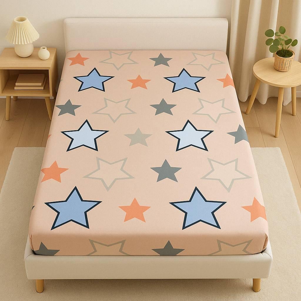 Простыня Цветные звездочки на резинке бязь 180х200 см (G-1804SS/x180)