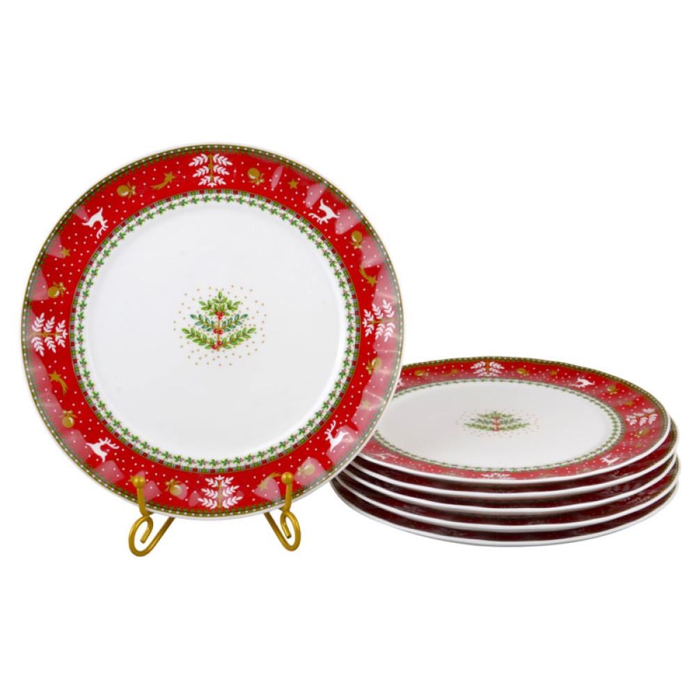 Набор из 6-ти фарфоровых тарелок Light House Merry christmas Елка 943-160 26 см Белый