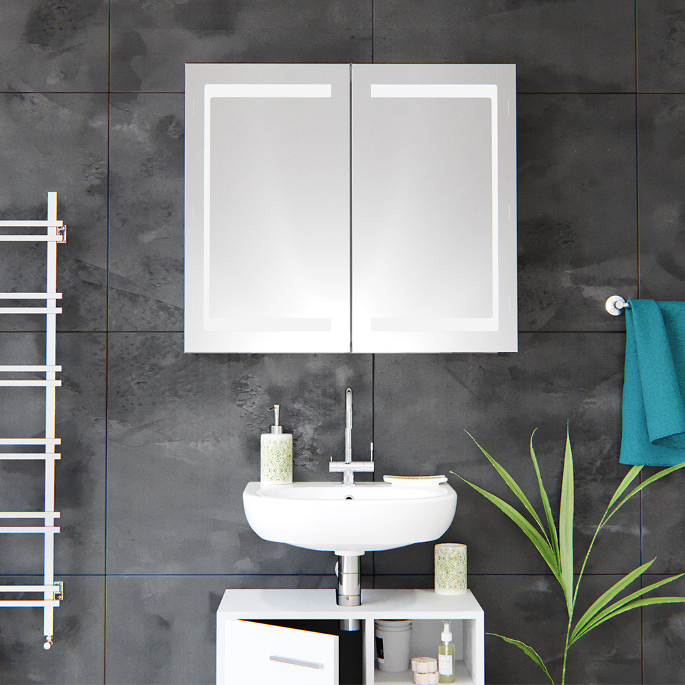 Шкаф зеркальный Vicco с LED подсветкой 80х70 Белый - фото 7 Шкаф зеркальный Vicco с LED подсветкой 80х70 Белый - фото 7