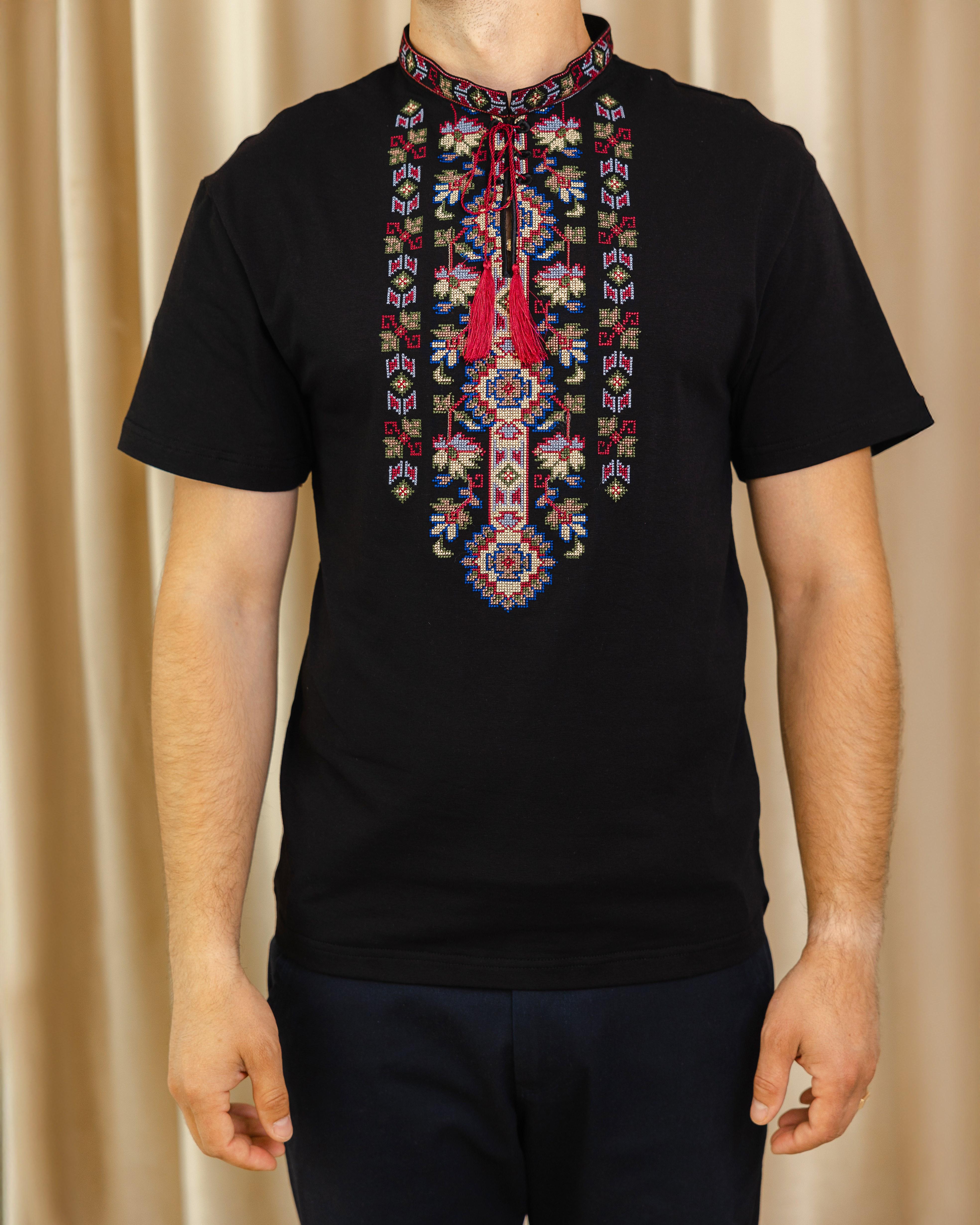 Футболка с вышивкой мужская Симфония вышивкой S Черный/Красный (0002305) - фото 2 Футболка с вышивкой мужская Симфония вышивкой S Черный/Красный (0002305) - фото 2