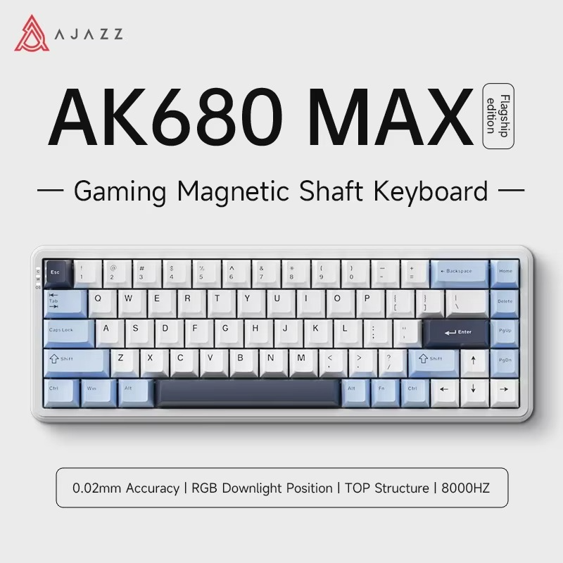 Клавиатура проводная AJAZZ AK680 MAX Flagship Edition Magnetic Switch Blue White (2000170) - фото 2