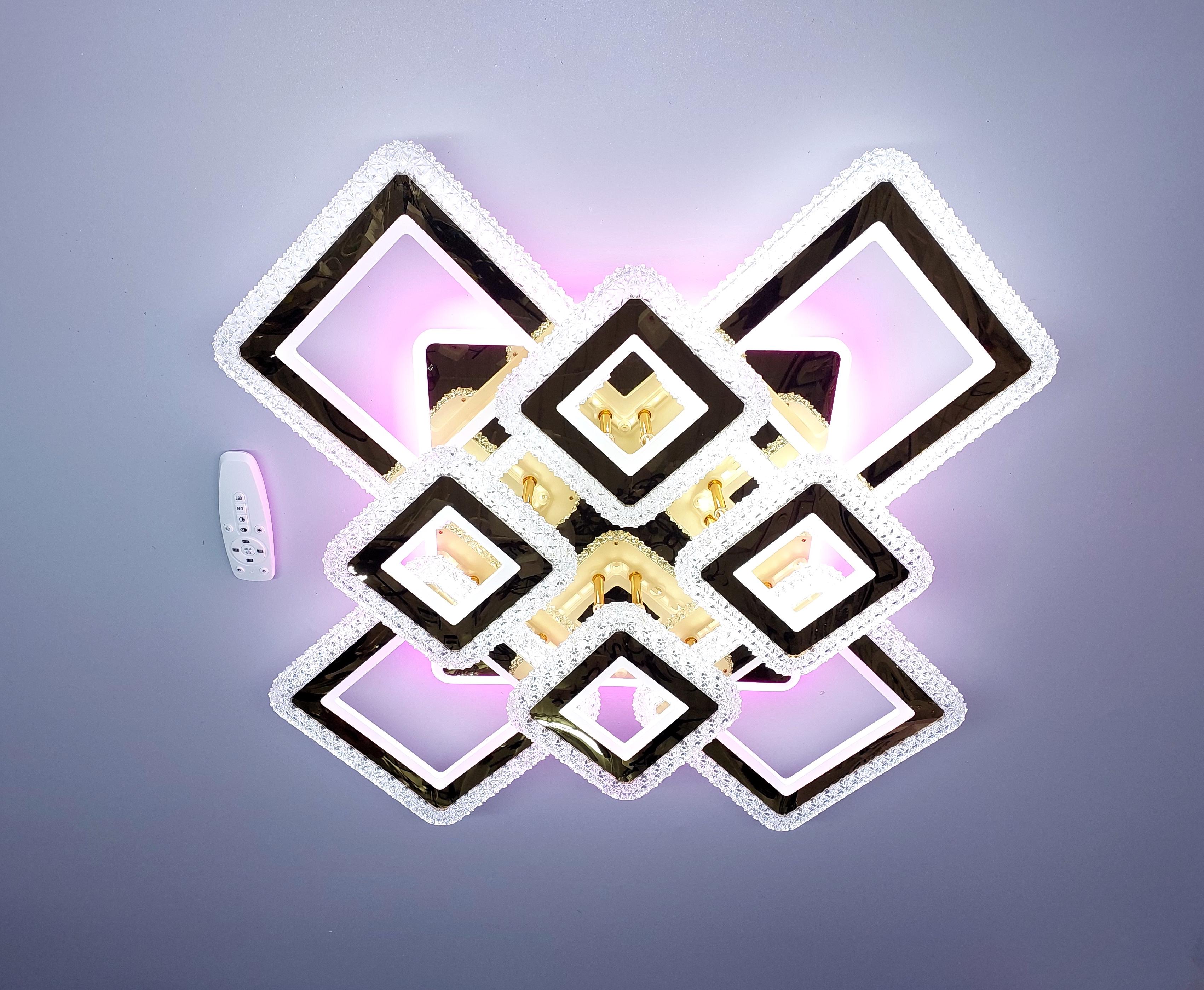 Люстра светодиодная 82/4+4 GD+RGB с подсветкой 320/42W Золотой (18205054)