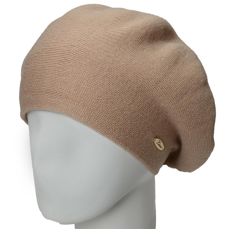 Берет жіночий Novita Сара подвійний віскозний L р. 57-58 Темно-бежевий (163902)