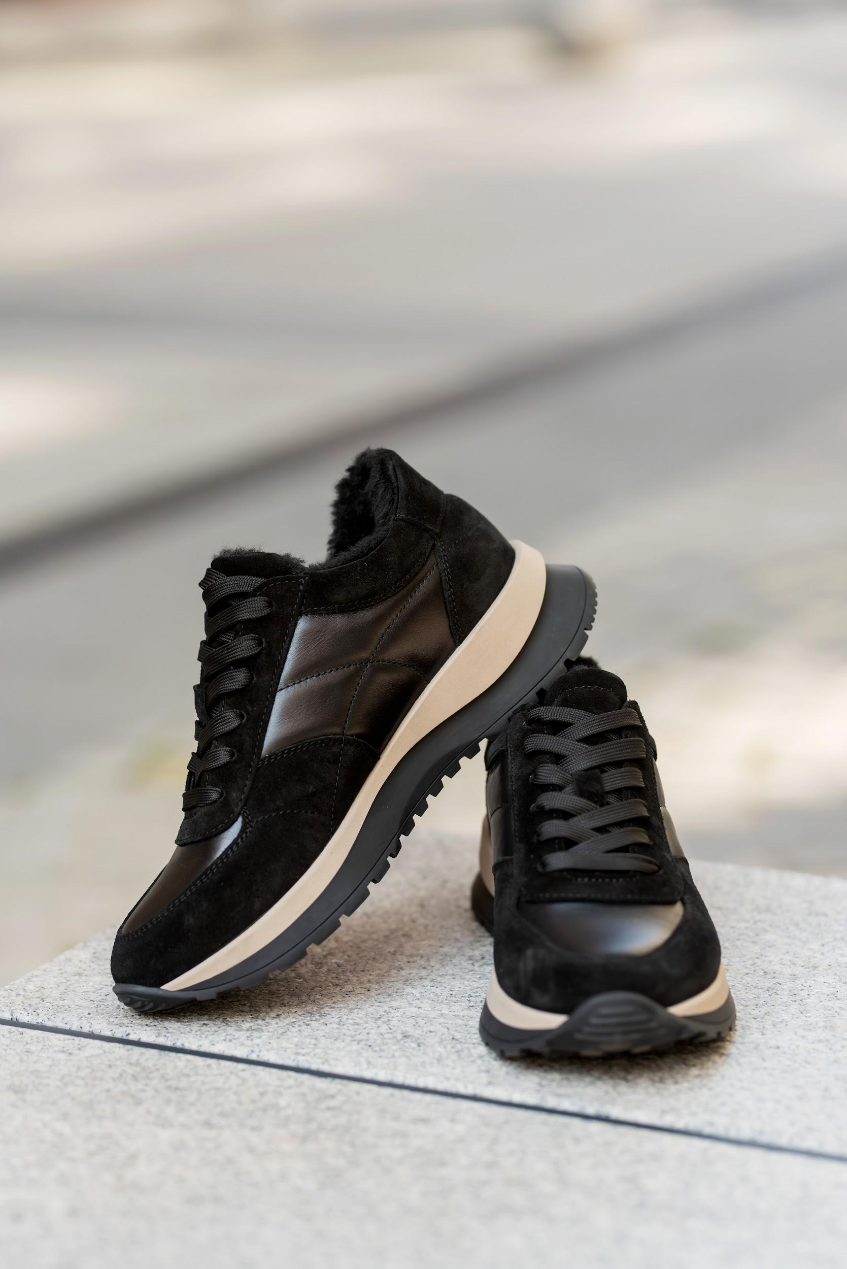 Кроссовки женские кожа и замша на меху р. 40 26 см Черный - фото 3 Кроссовки женские кожа и замша на меху р. 40 26 см Черный - фото 3