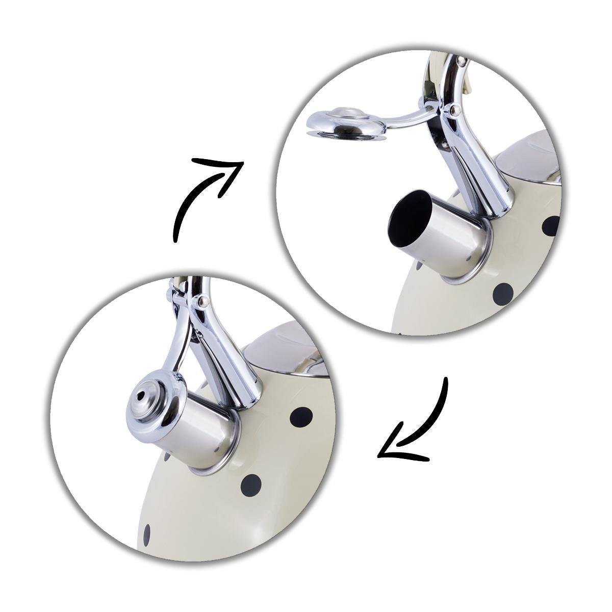 Чайник Kamille Vizo зі свистком та ручкою з покриттям Soft-touch 3 л Бежевий з чорним горошком - фото 7 Чайник Kamille Vizo зі свистком та ручкою з покриттям Soft-touch 3 л Бежевий з чорним горошком - фото 7