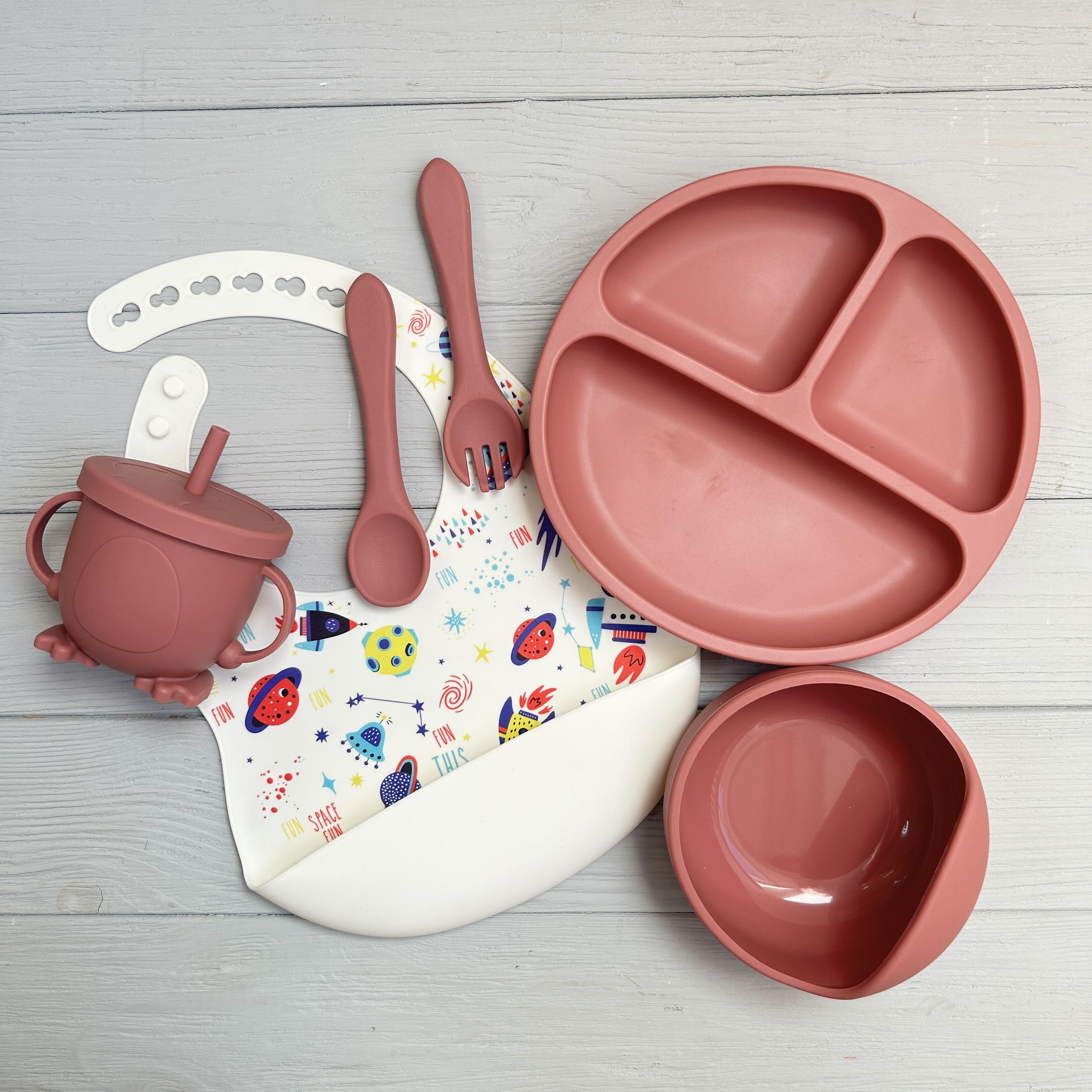Набор посуды из силикона для кормления RNSH img_e7762 Темно-розовый (65452)