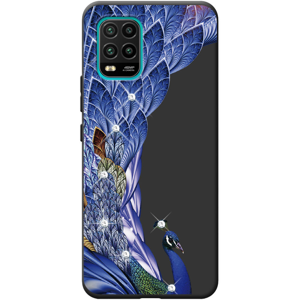 Чехол с рисунком Boxface Xiaomi Mi 10 Lite Павлин со стразами Черный силикон (39438-rs7-41940)