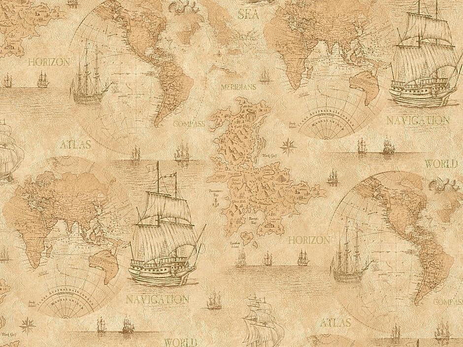 Обои виниловые горячего тиснения Слов'янські шпалери 2358-05 Карта под шелк на флизелиновой основе 1,06х10 м (4752232049321)