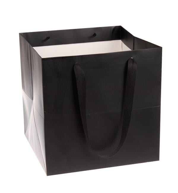Подарунковий пакет 30х30х30 см ламінований картон Чорний (10567) Подарунковий пакет 30х30х30 см ламінований картон Чорний (10567)