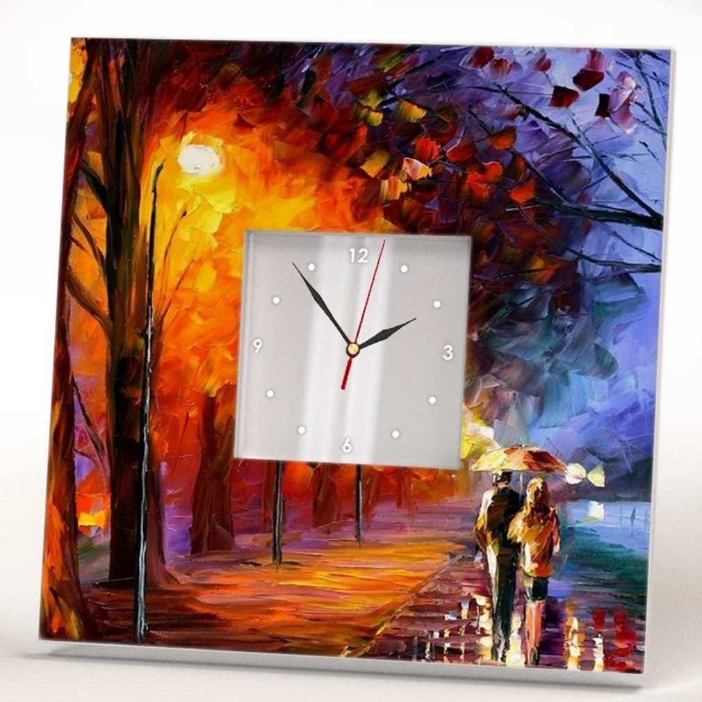 Часы настенные эксклюзивные WonderCloud осенняя прогулка 260x260 мм (C00300)