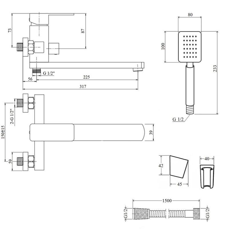 Смеситель для ванной Kraft 4028 из нержавеющей стали - фото 4