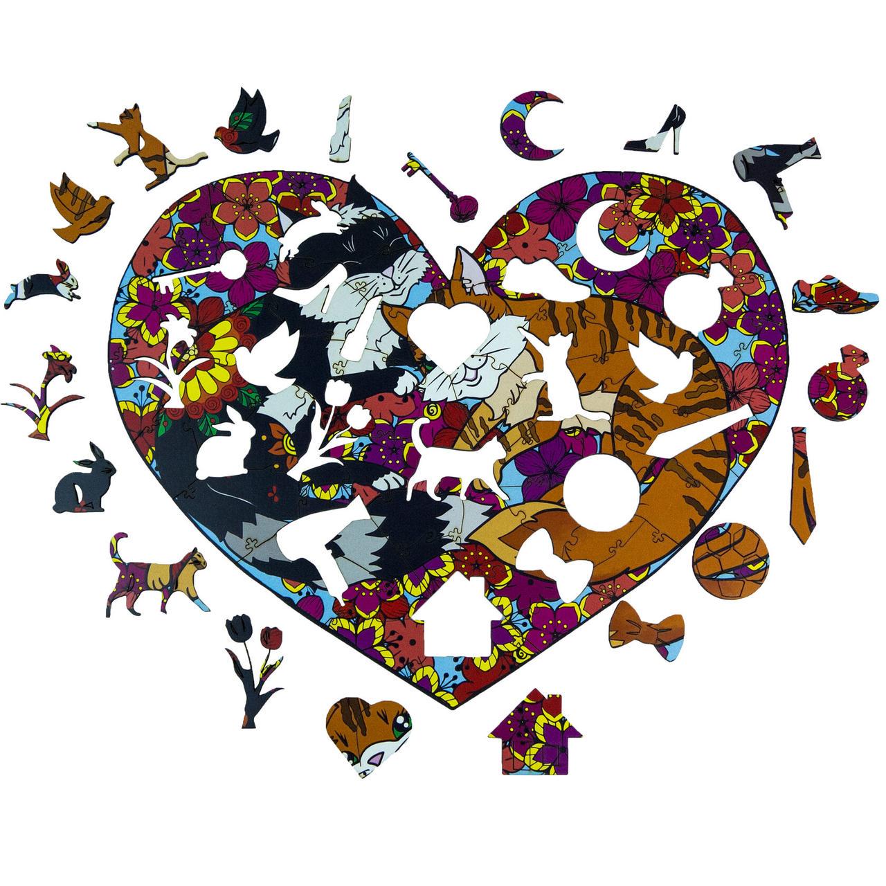 Пазл дерев'яний Котяче серце А5 (549)