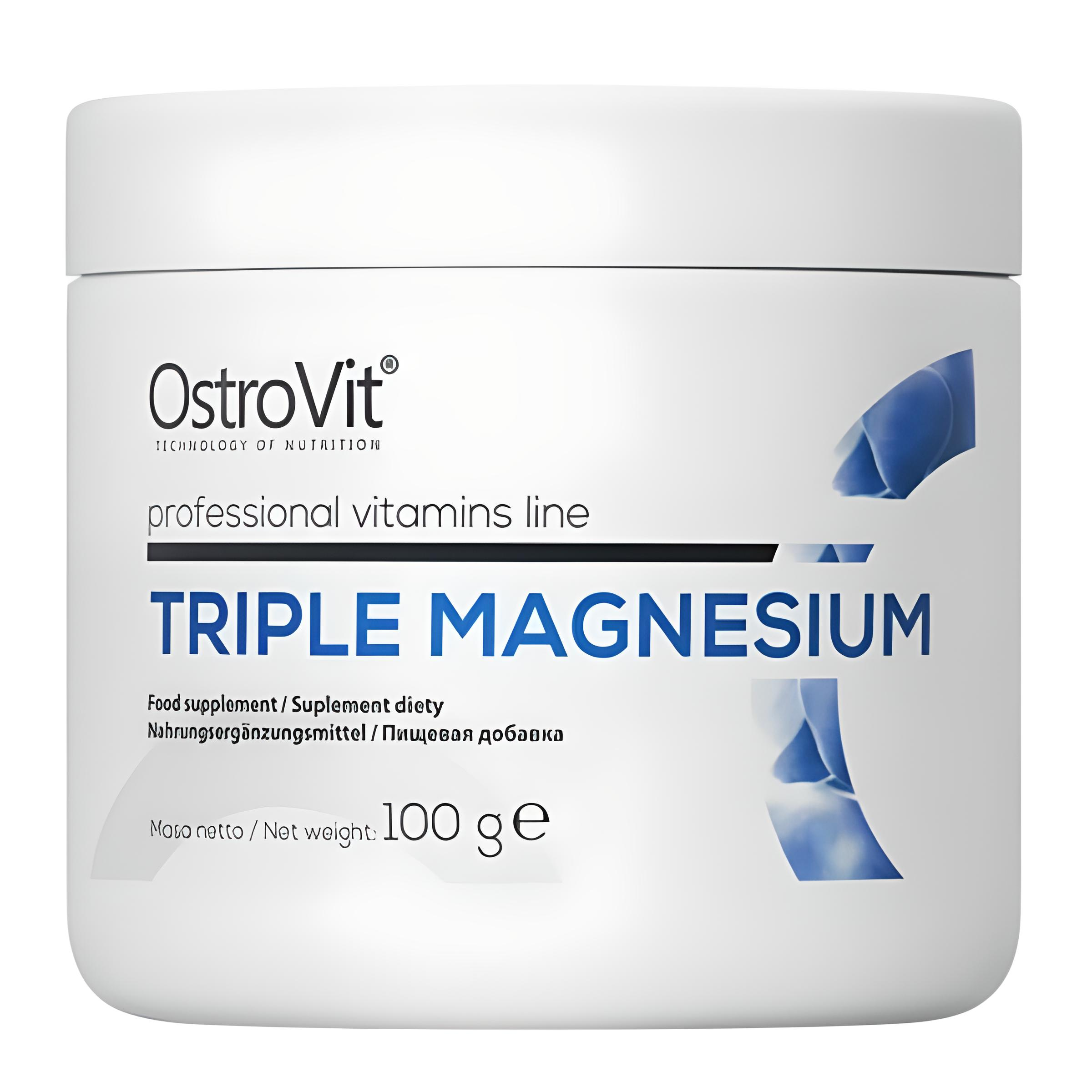 Микроэлемент Магний для спорта OstroVit Triple Magnesium 100 г 66 порций Pure