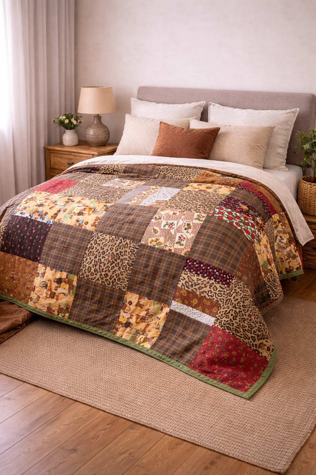 Покрывало пэчворк ручной работы 150х200 см. Кантри.