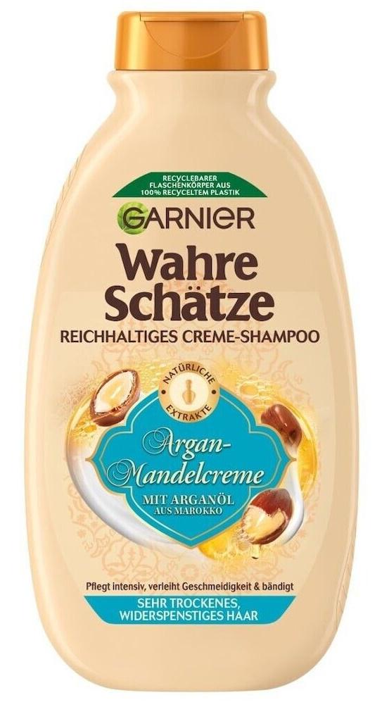 Шампунь кремовий для сухого і неслухняного волосся Garnier Wahre Schatze Арганова Олія-Мигдальний крем 250 мл