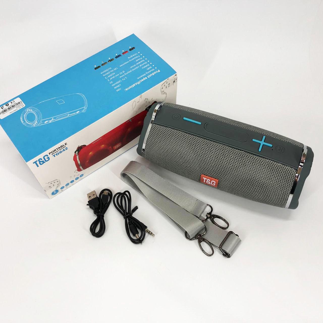 Портативна колонка з RGB підсвічуванням та ремінцем Сірий (TG642) - фото 6