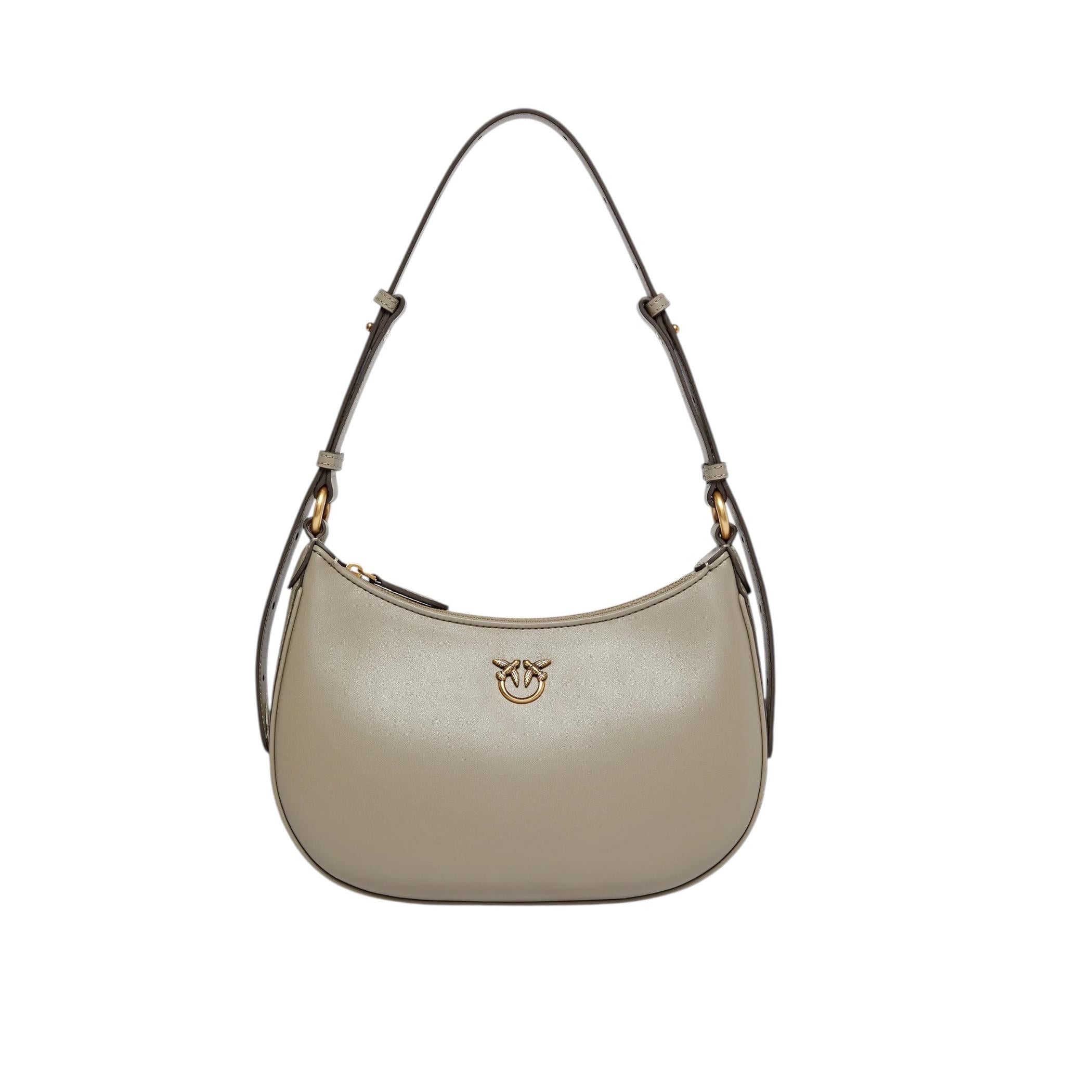 Женская сумка кожаная Pinko Half Moon Mini Shoulder Bag Бежевый