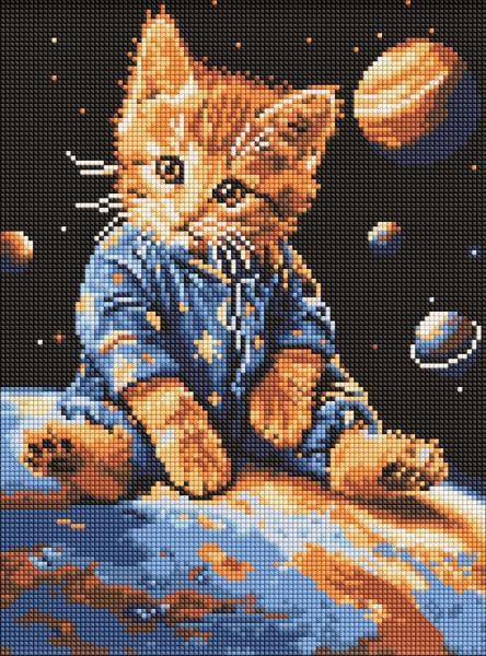 Алмазная мозаика Ideyka Звездный котик 30x40 см (Id-AMO8167)