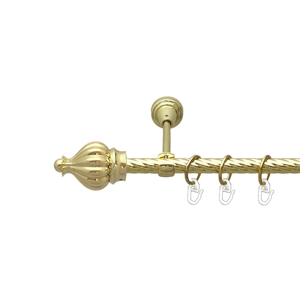 Карниз Orvit Таджа металевий однорядний відкритий скручена труба кільце металеве 16 мм 200 см Золото (00-00024845)