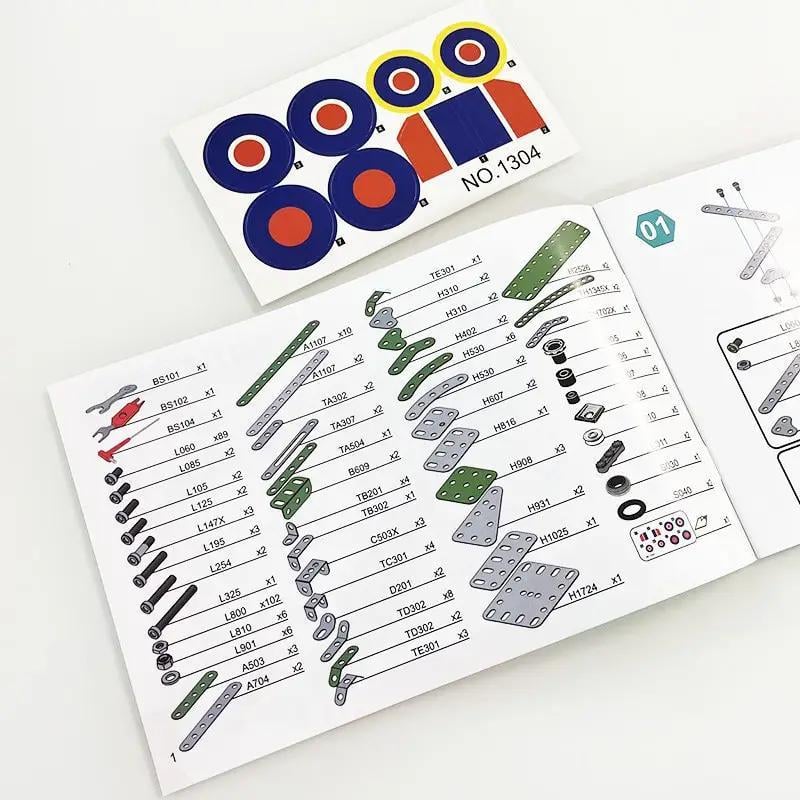 Конструктор детский металлический STEAM Самолет с инструментами 331 деталь (1544) - фото 7