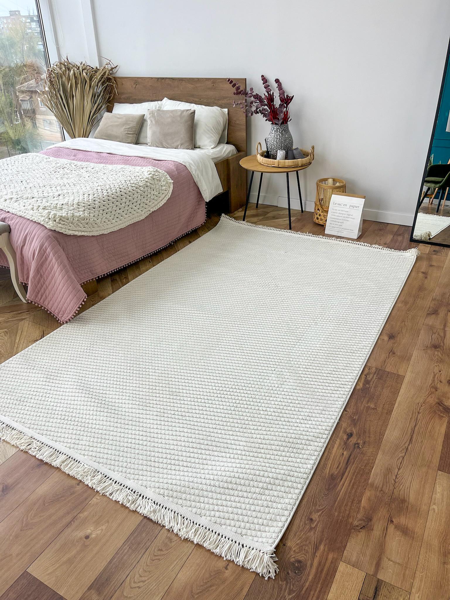 Килим прямокутний абстрактний 200х290 см Кремовий