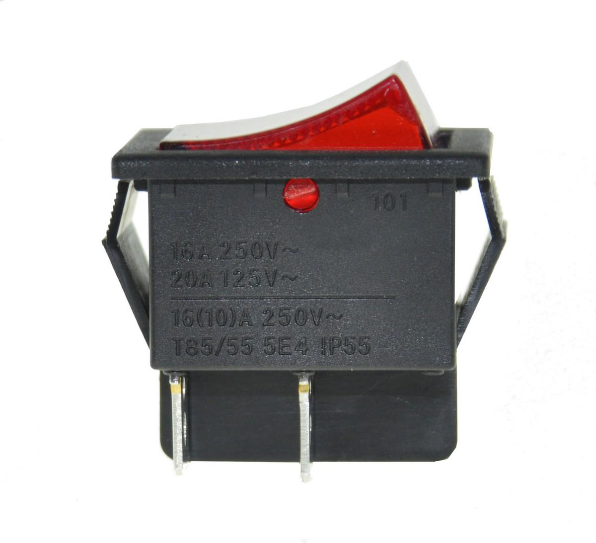 Тумблер 2 положения 4 контакта с подсветкой 25х31х28 mm 16A (кн407)