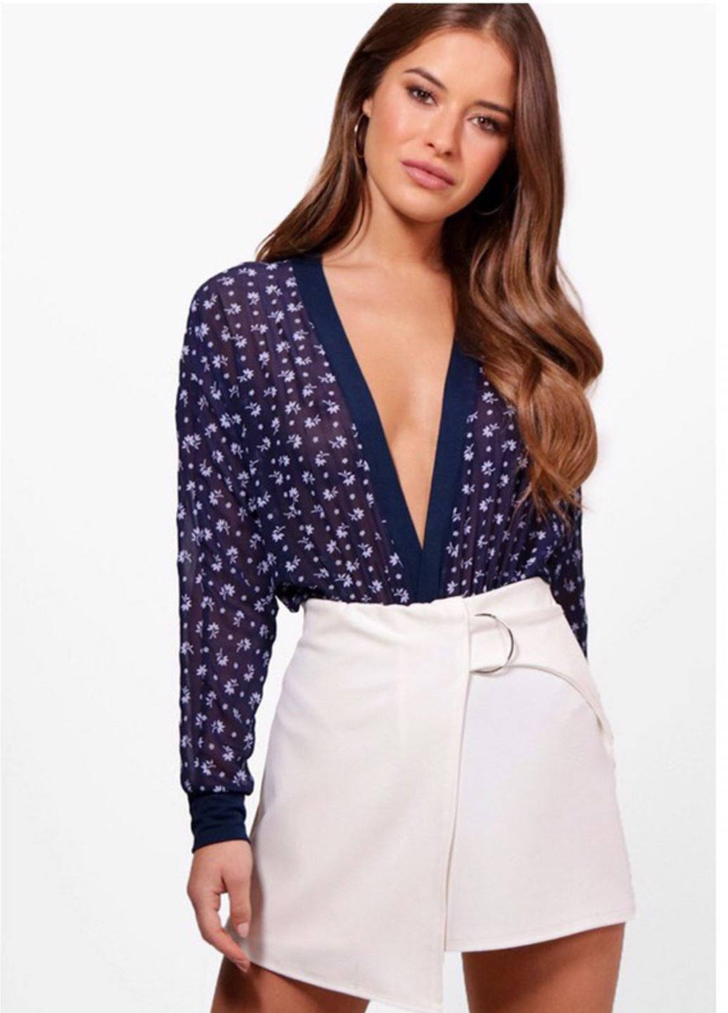 Боди женское Boohoo шифоновое XL Темно-фиолетовый (STK002749-45)