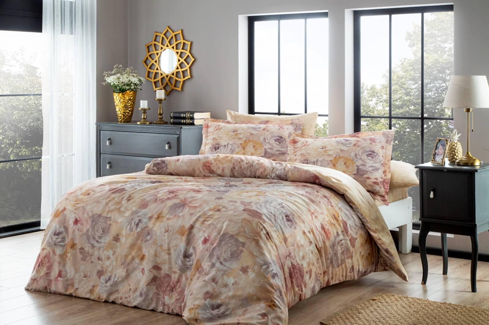 Постельное белье TAC Digital Morne pembe v02 евро Розовый (svt-2000022296991)