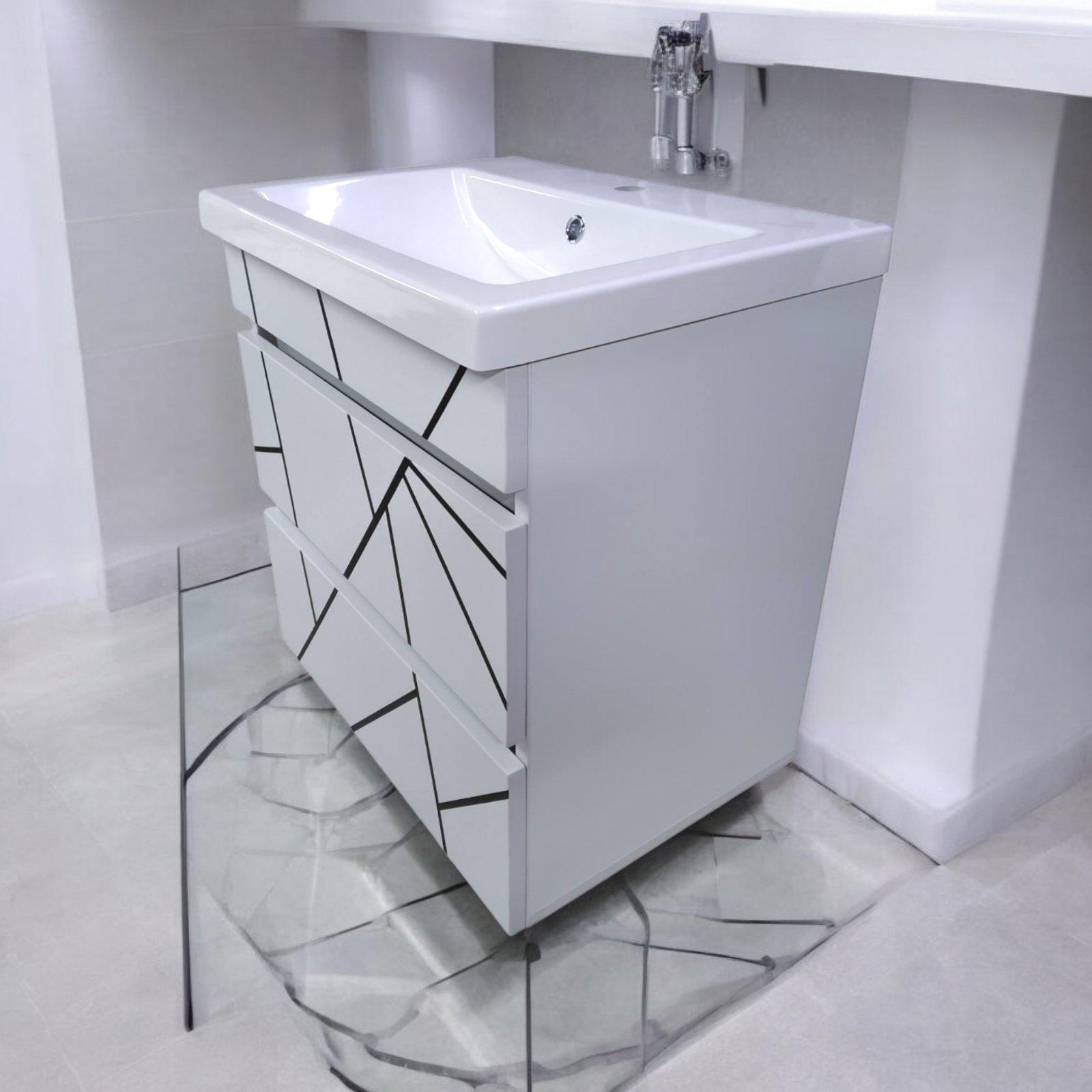 Тумба подвесная для ванной комнаты пластиковая Mikola-M Atlant Chaos 80 см White/Black (2383) - фото 9 Тумба подвесная для ванной комнаты пластиковая Mikola-M Atlant Chaos 80 см White/Black (2383) - фото 9