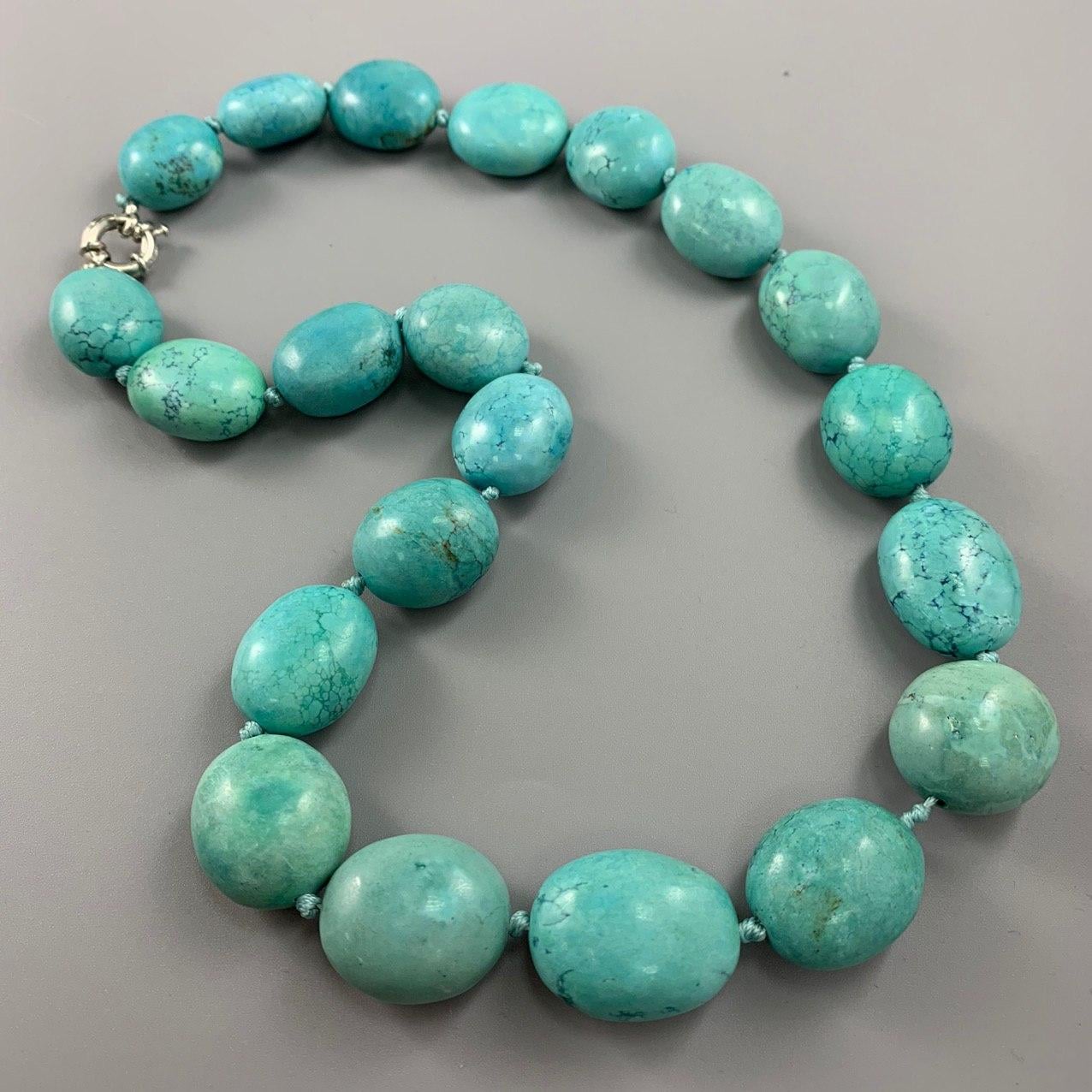 Бусы бирюза натуральная 50 см 182 г Голубой (823)