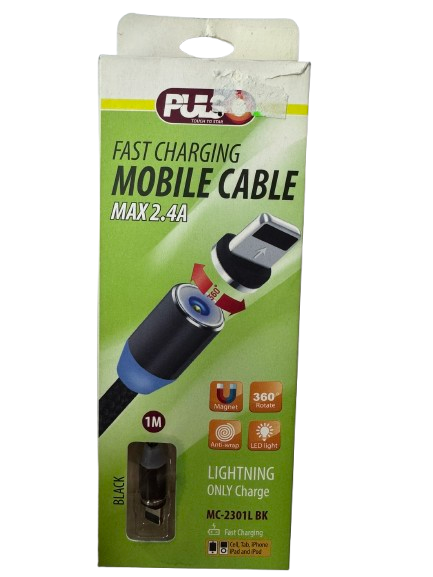 Кабель магнітний PULSO USB-Lightning 2,4А 1 м Black (MC-2301L BK)