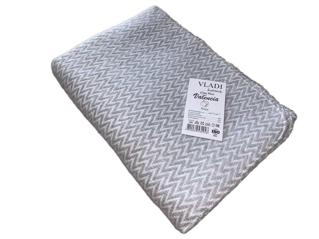 Плед хлопковый Vladi Валенсия Антонио 100х140 см Белый/Светло-серый (34fc7c40)