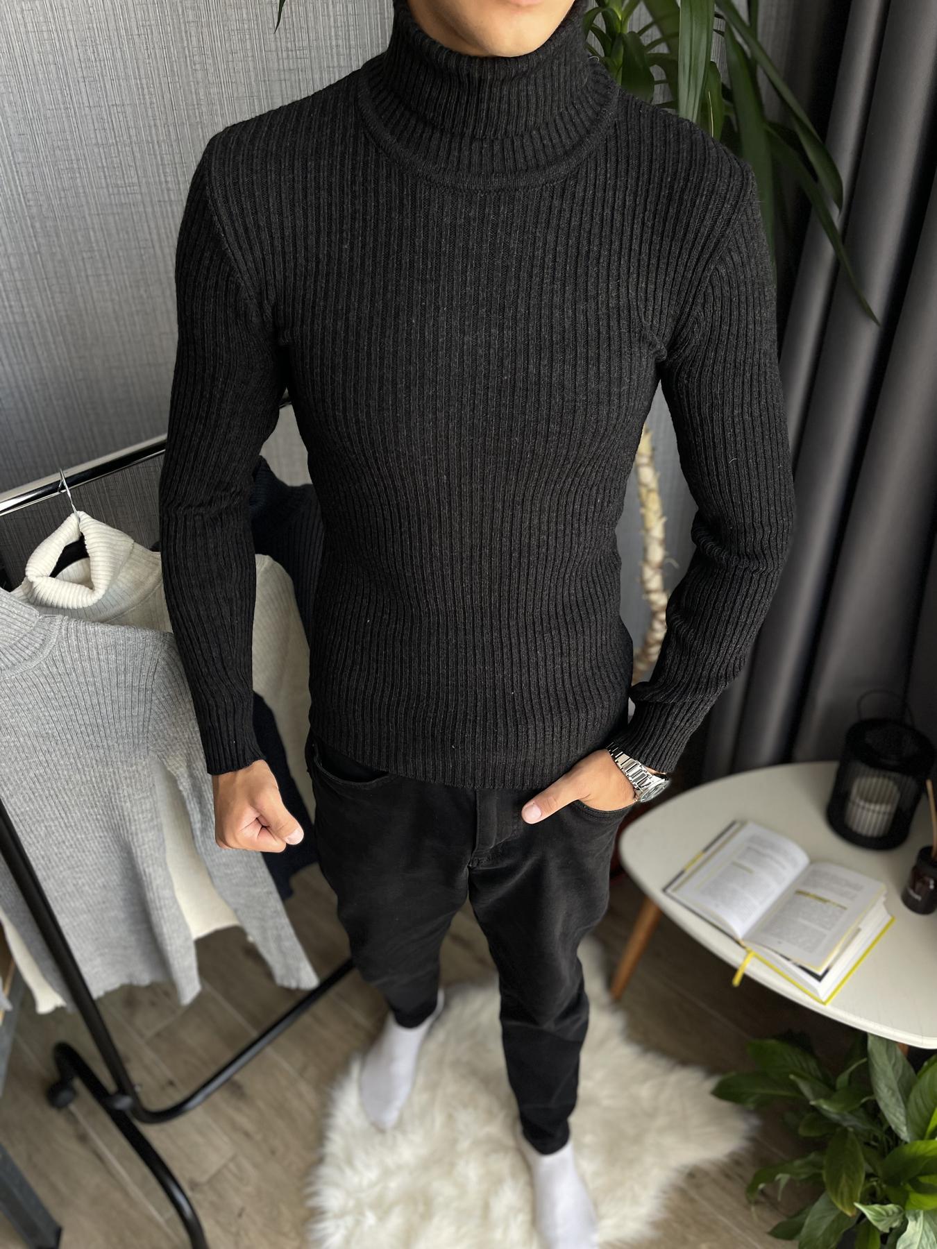 Гольф мужской в рубчик зимний с высоким горлом M Черный (25537/1/1) - фото 8 Гольф мужской в рубчик зимний с высоким горлом M Черный (25537/1/1) - фото 8