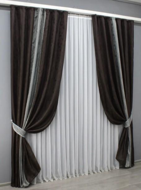 Комплект комбінованих штор 1,8х2,7 м 2 шт. Венге/Сірий (016дк/613-1015-613ш) - фото 4