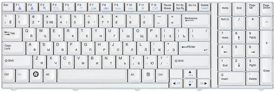 Клавиатура для ноутбука LG R700 White Frame White Клавиатура для ноутбука LG R700 White Frame White
