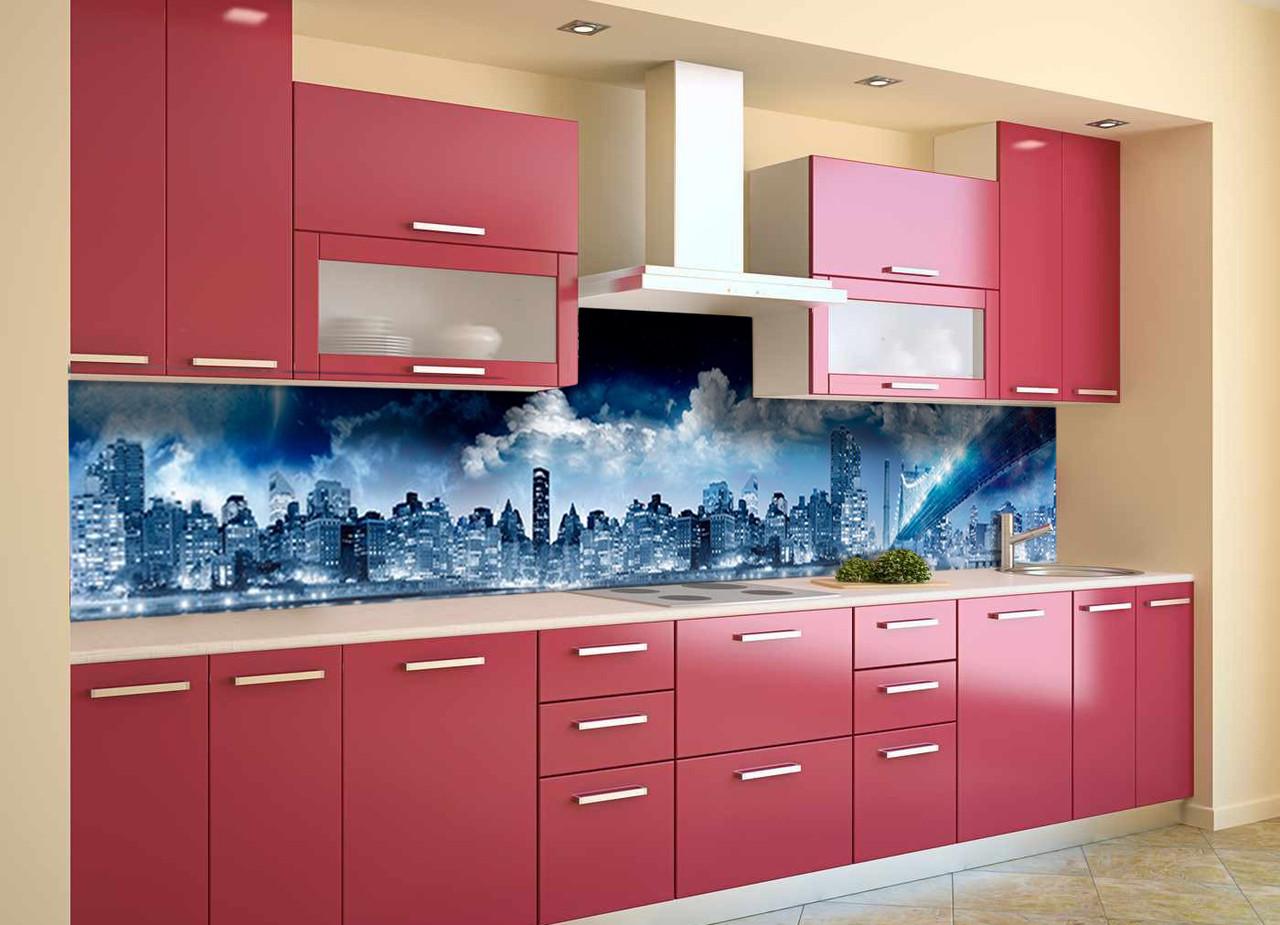 Кухонный фартук Космический мост из самоклеющейся виниловой пленки 60х250 см Синий