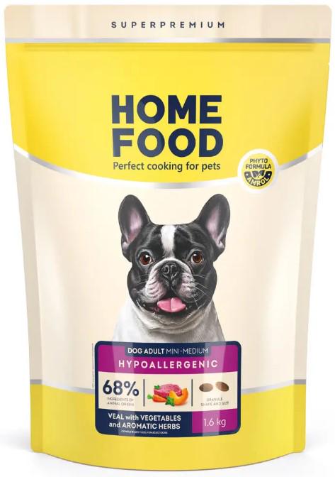 Корм сухий для дорослих собак малих/середніх порід Home Food Телятина з овочами гіпоалергенний 1,6 кг (00-00022988)
