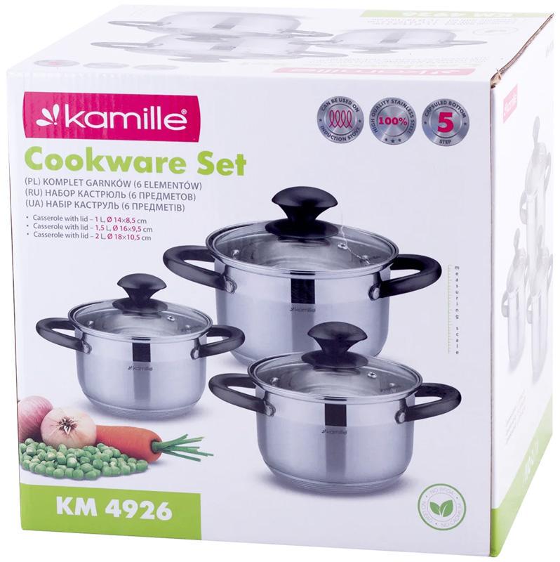 Набор кастрюль Kamille Groningen 1/1,5/2 л из нержавеющей стали с 5-слойным индукционным дном. - фото 6 Набор кастрюль Kamille Groningen 1/1,5/2 л из нержавеющей стали с 5-слойным индукционным дном. - фото 6